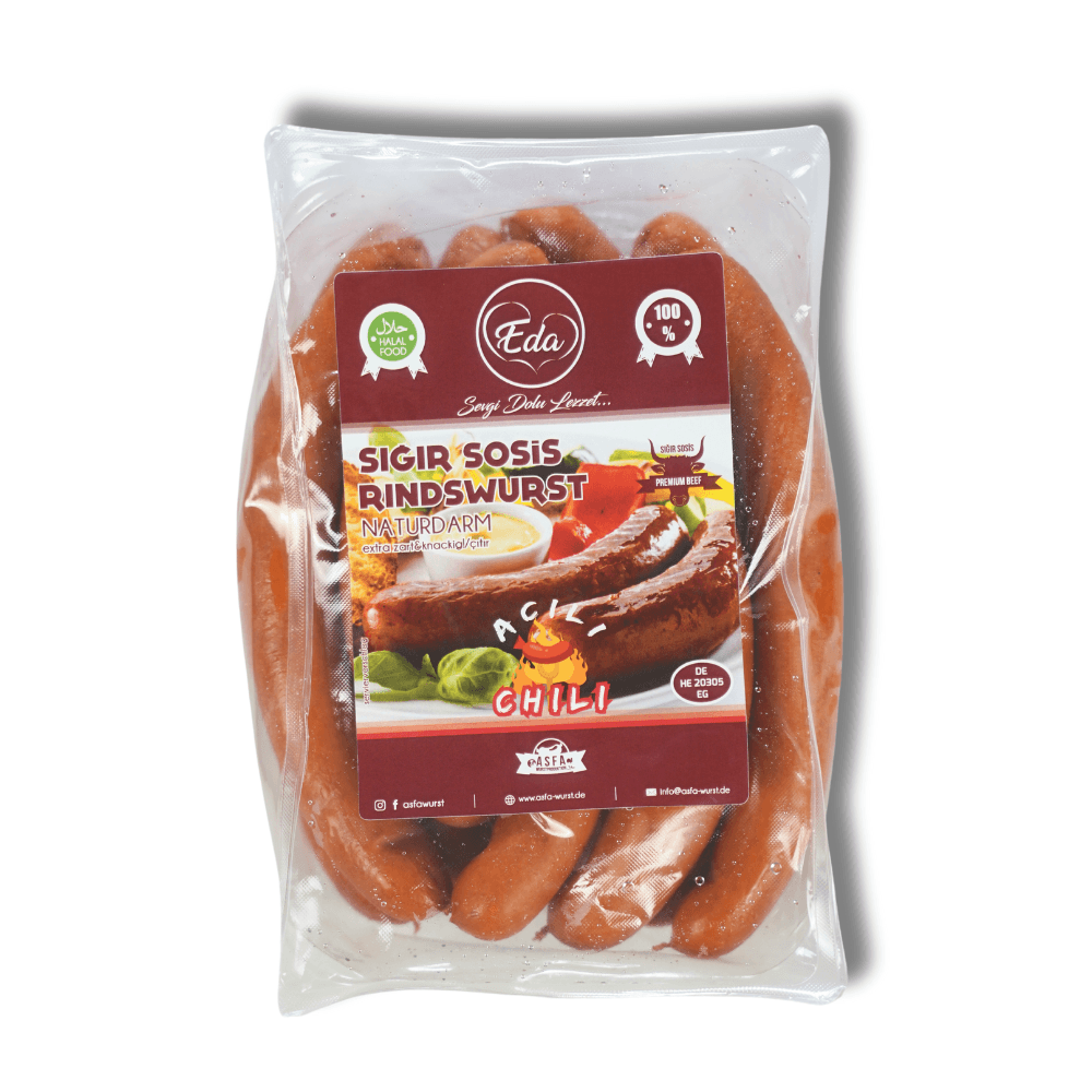 12er-Pack Halal-Rindswürste + GRATIS Ölsprüher